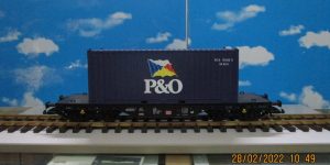 PIKO 37705 G 1:22,5 Flat Wagon with 20' Container "P & O" DB AG Ep V 486mm