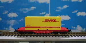PIKO 37718 G 1:22,5 Flat Wagon with 20' Container "DHL" DB AG Ep VI 486 mm