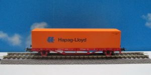 PIKO 57700 HO 1:87 Flat Wagon LGS579 with 40 ft Container "Hapag-Lloyd" DB AG Ep V 157 mm